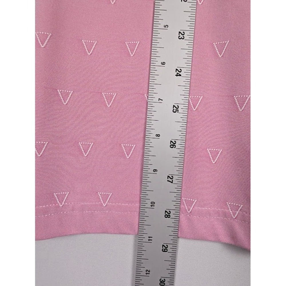 Levelwear Golf Polo Shirt Mens M Pink Geometric Sun/Snowflake Logo Button Collar - Picture 6 of 7